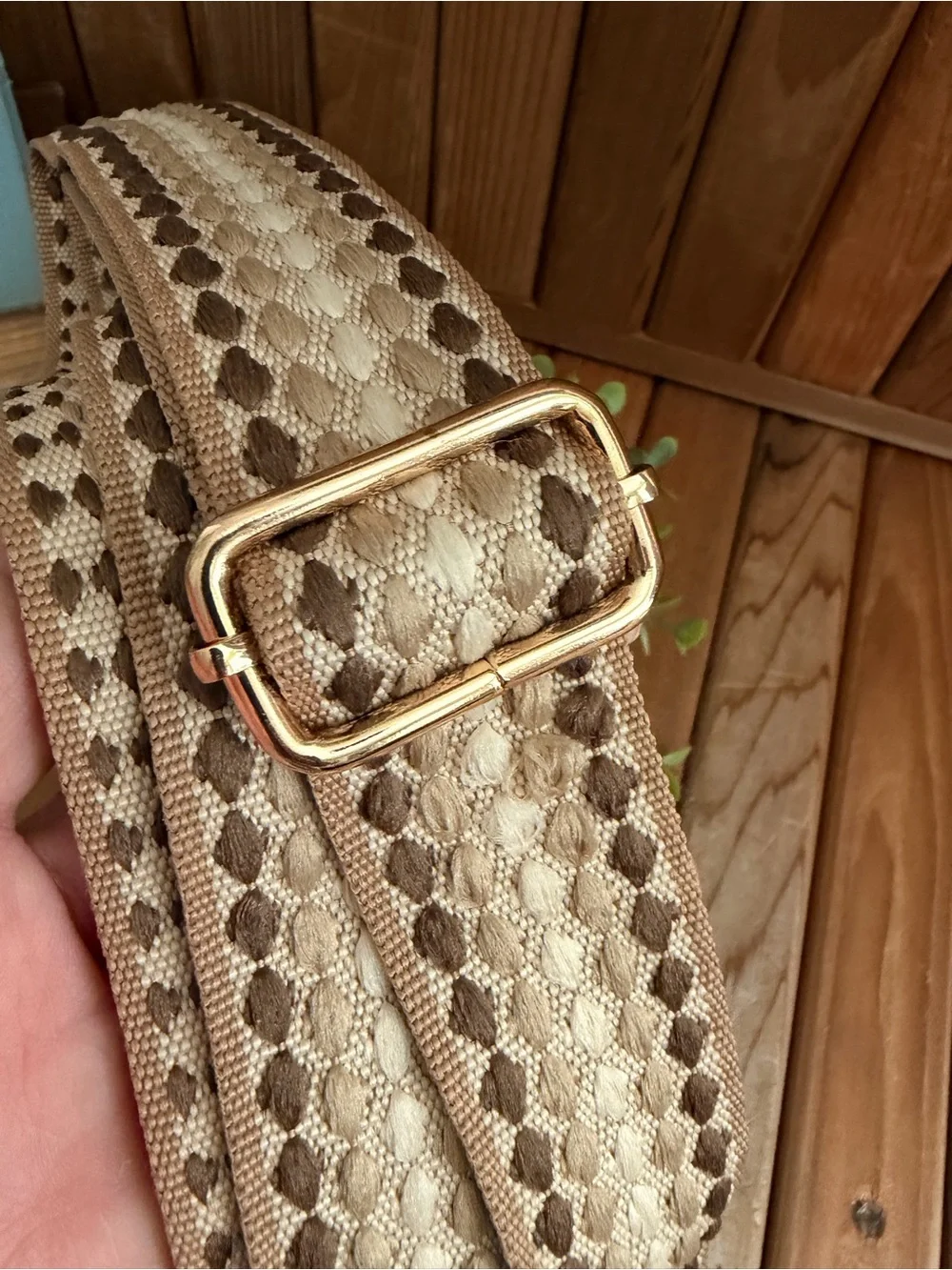 Boho Adjustable Woven Bag Strap with Gold Hardware, Cream Replacement